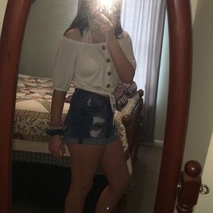 Off the shoulder white blouse